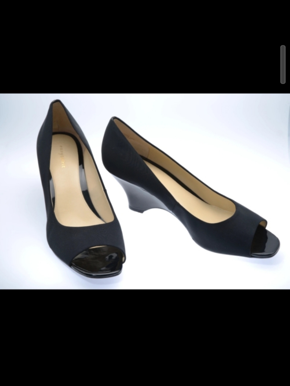 Easy Spirit Black Peep-Toe Wedge Sandals SZ12